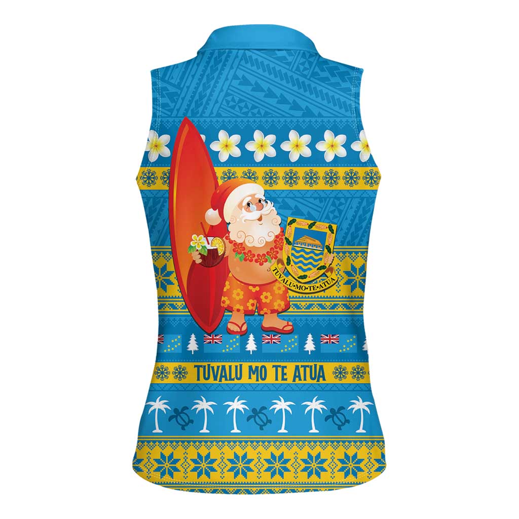 Tuvalu Christmas Women Sleeveless Polo Shirt Cute Santa Manuia te Kilisimasi LT14 - Polynesian Pride