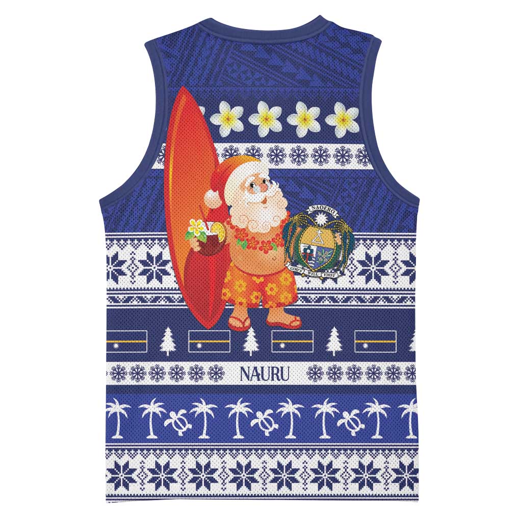 Nauru Christmas Basketball Jersey Cute Santa Coat Of Arms Merry Xmas LT14 - Polynesian Pride