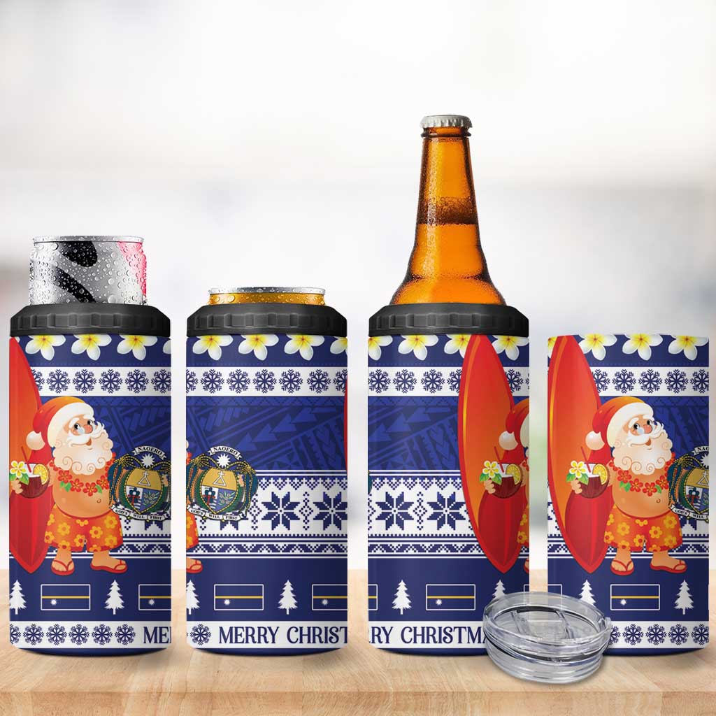Nauru Christmas 4 in 1 Can Cooler Tumbler Cute Santa Coat Of Arms Merry Xmas LT14 - Polynesian Pride