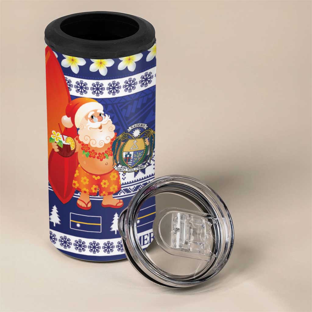 Nauru Christmas 4 in 1 Can Cooler Tumbler Cute Santa Coat Of Arms Merry Xmas LT14 - Polynesian Pride