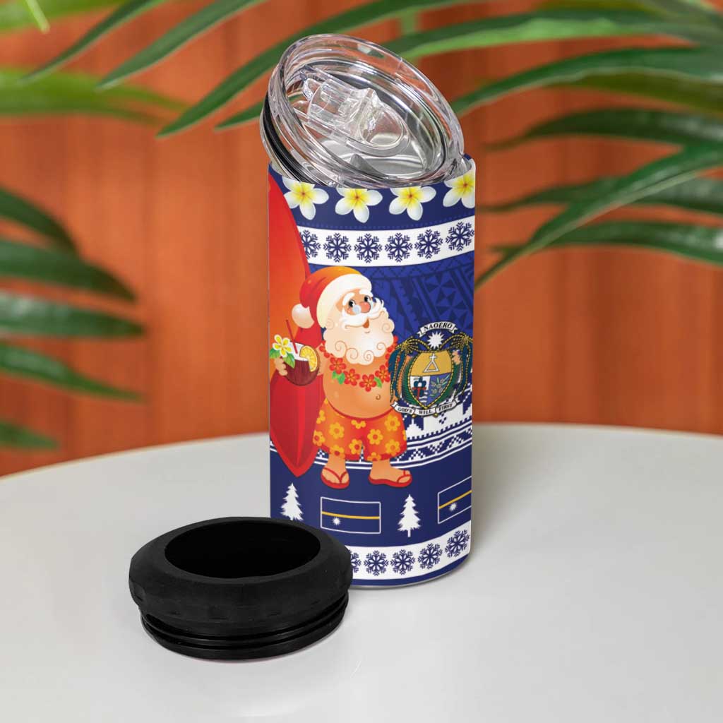Nauru Christmas 4 in 1 Can Cooler Tumbler Cute Santa Coat Of Arms Merry Xmas LT14 - Polynesian Pride