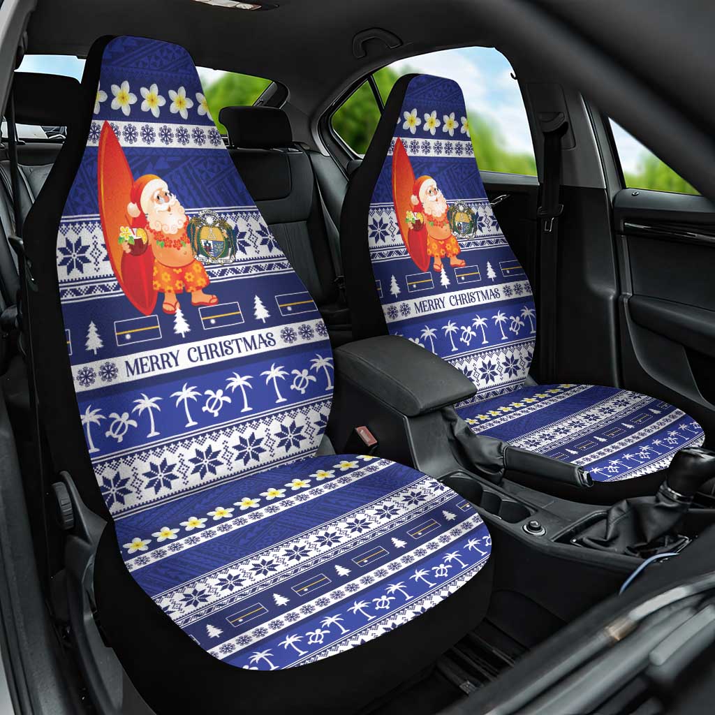 Nauru Christmas Car Seat Cover Cute Santa Coat Of Arms Merry Xmas LT14 One Size Navy Blue - Polynesian Pride