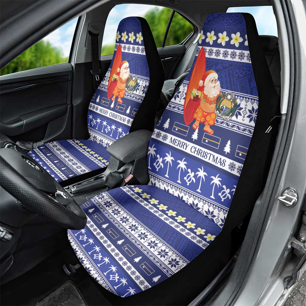 Nauru Christmas Car Seat Cover Cute Santa Coat Of Arms Merry Xmas LT14 - Polynesian Pride