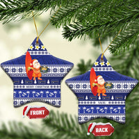 Nauru Christmas Ceramic Ornament Cute Santa Coat Of Arms Merry Xmas - Polynesian Pride