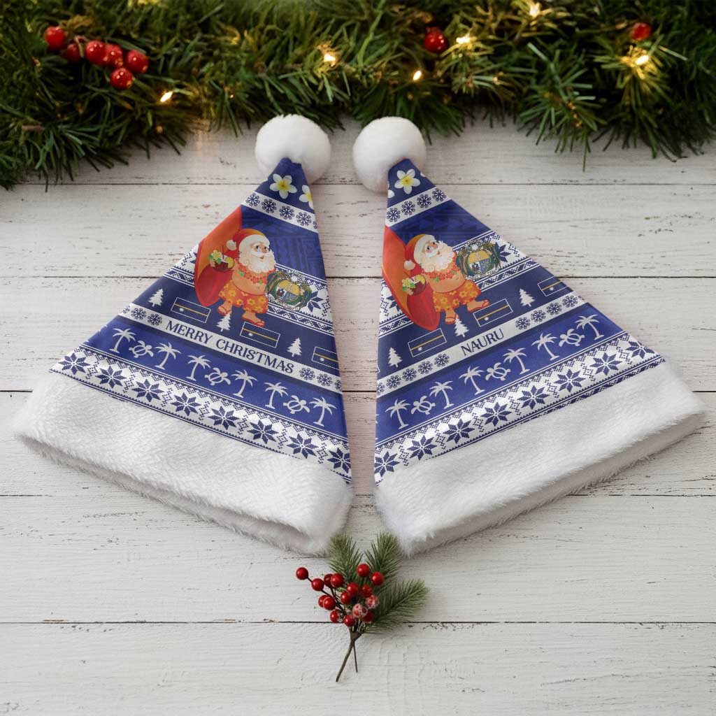 Nauru Christmas Santa Hat Cute Santa Coat Of Arms Merry Xmas - Polynesian Pride