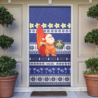 Nauru Christmas Door Cover Cute Santa Coat Of Arms Merry Xmas LT14 Navy Blue - Polynesian Pride