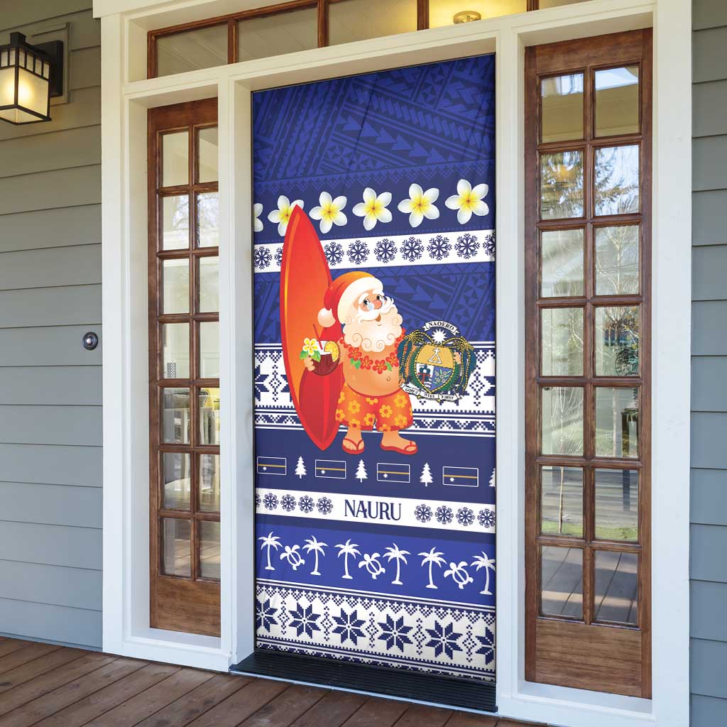Nauru Christmas Door Cover Cute Santa Coat Of Arms Merry Xmas LT14 - Polynesian Pride