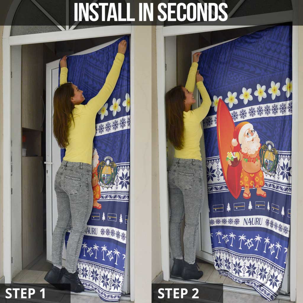 Nauru Christmas Door Cover Cute Santa Coat Of Arms Merry Xmas LT14 - Polynesian Pride