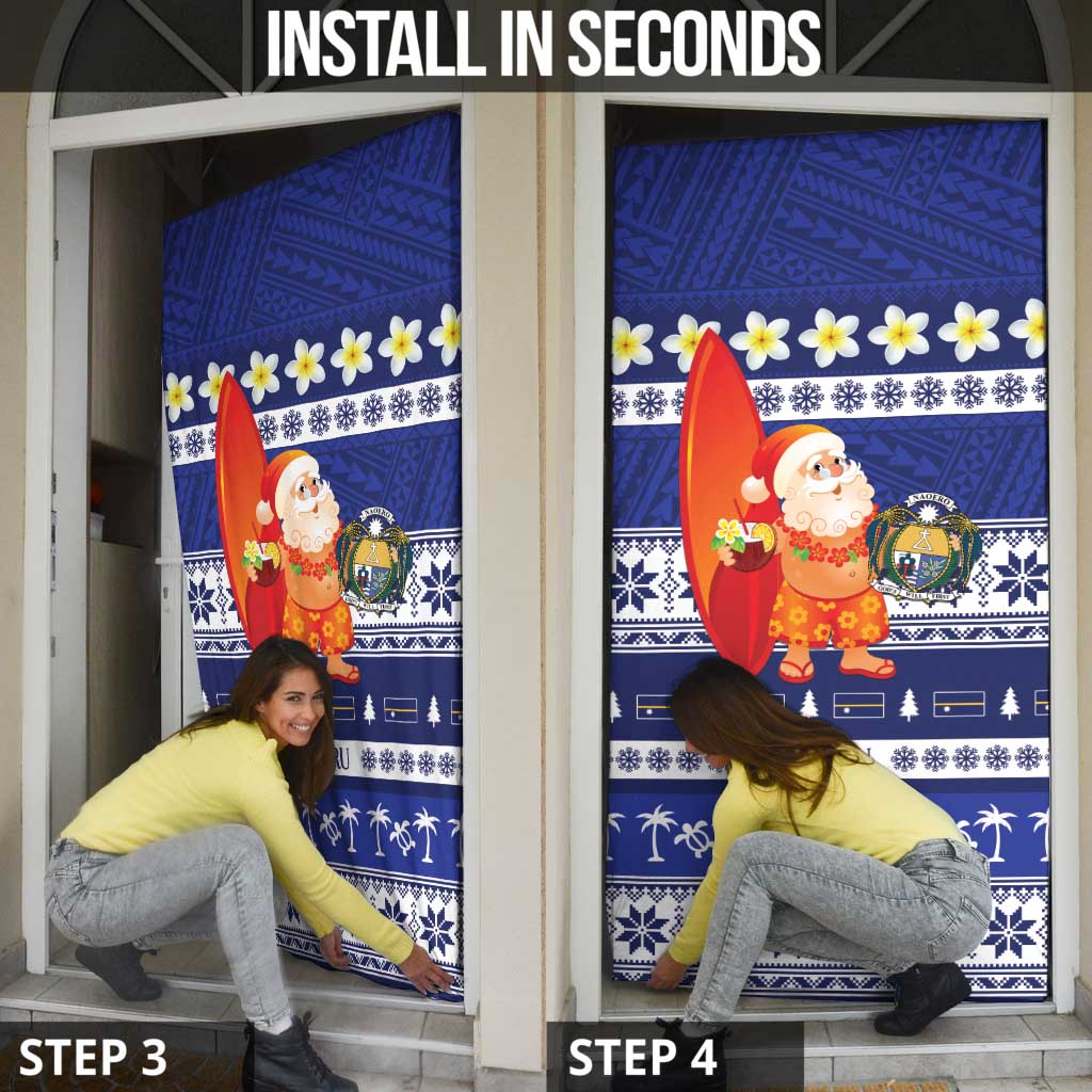 Nauru Christmas Door Cover Cute Santa Coat Of Arms Merry Xmas LT14 - Polynesian Pride