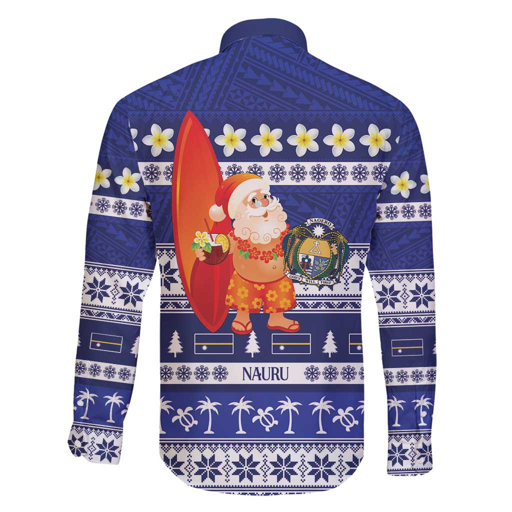 Nauru Christmas Family Matching Mermaid Dress and Hawaiian Shirt Cute Santa Coat Of Arms Merry Xmas LT14 - Polynesian Pride
