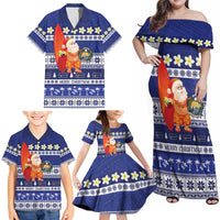 Nauru Christmas Family Matching Off Shoulder Maxi Dress and Hawaiian Shirt Cute Santa Coat Of Arms Merry Xmas LT14 - Polynesian Pride
