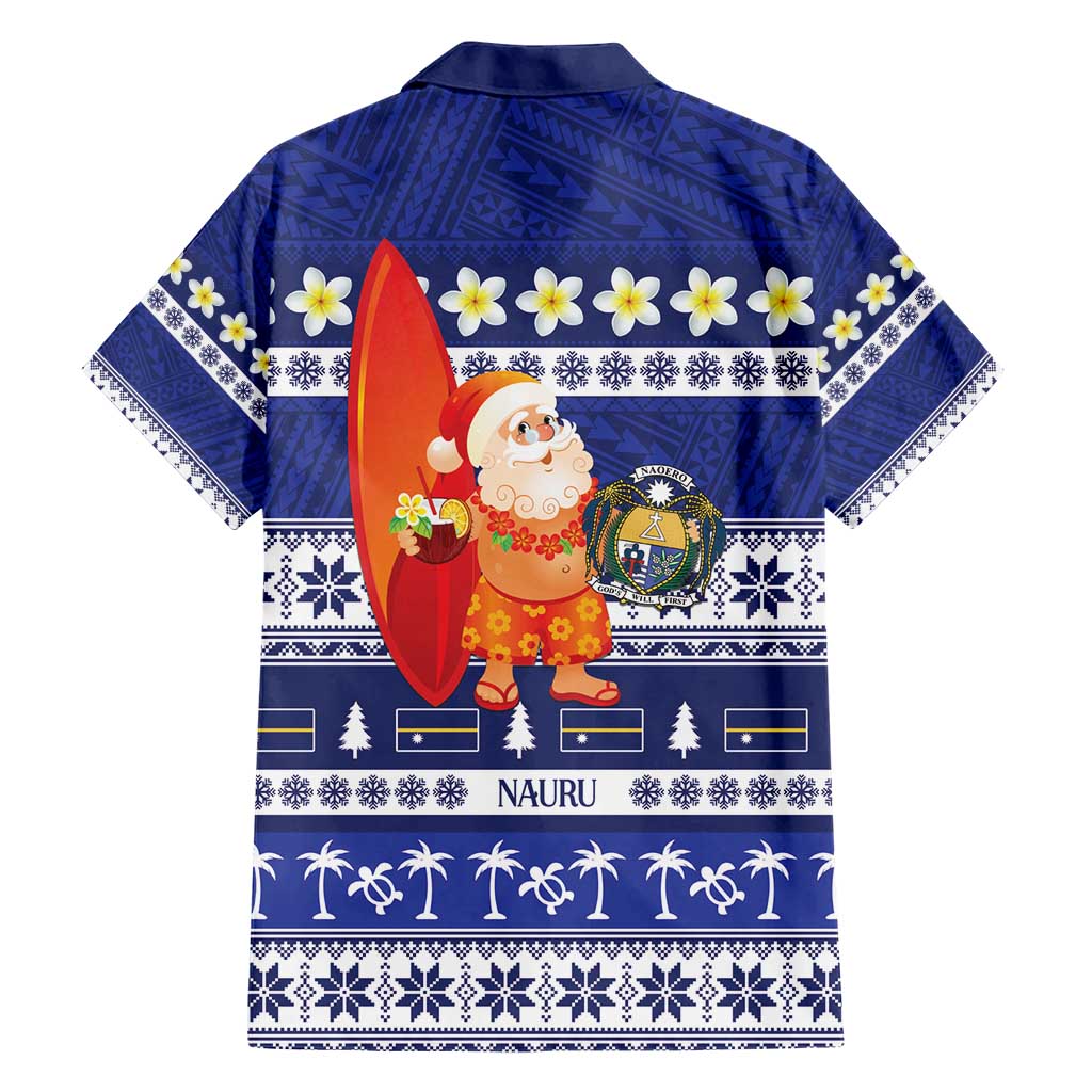 Nauru Christmas Family Matching Short Sleeve Bodycon Dress and Hawaiian Shirt Cute Santa Coat Of Arms Merry Xmas LT14 - Polynesian Pride