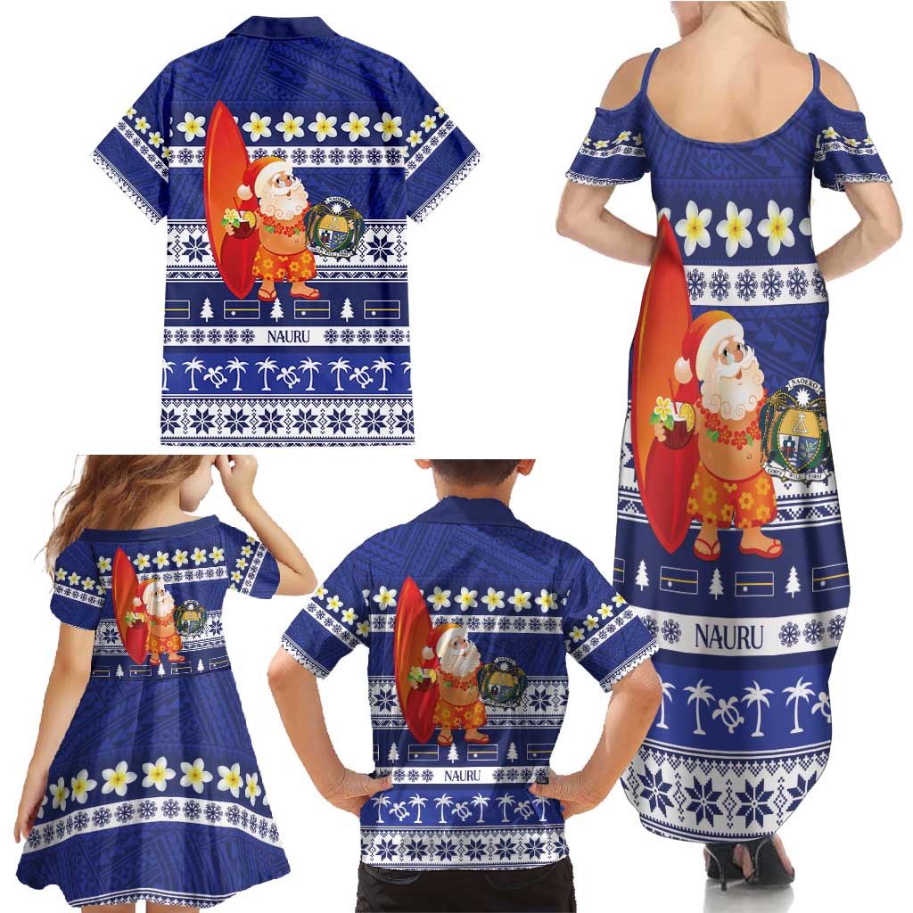 Nauru Christmas Family Matching Summer Maxi Dress and Hawaiian Shirt Cute Santa Coat Of Arms Merry Xmas LT14 - Polynesian Pride