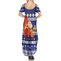 Nauru Christmas Family Matching Summer Maxi Dress and Hawaiian Shirt Cute Santa Coat Of Arms Merry Xmas LT14 - Polynesian Pride