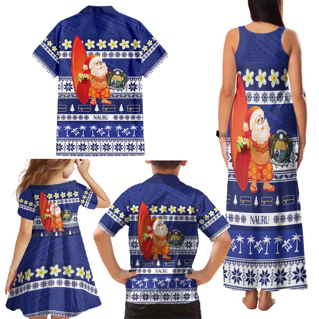 Nauru Christmas Family Matching Tank Maxi Dress and Hawaiian Shirt Cute Santa Coat Of Arms Merry Xmas LT14 - Polynesian Pride