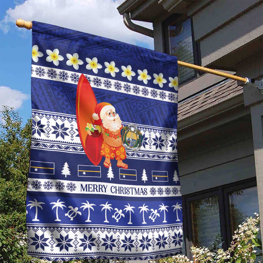 Nauru Christmas Garden Flag Cute Santa Coat Of Arms Merry Xmas LT14 - Polynesian Pride