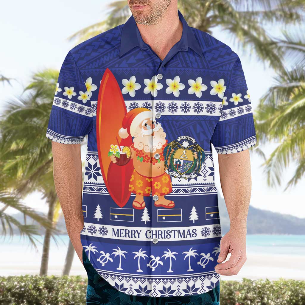 Nauru Christmas Hawaiian Shirt Cute Santa Coat Of Arms Merry Xmas LT14 - Polynesian Pride