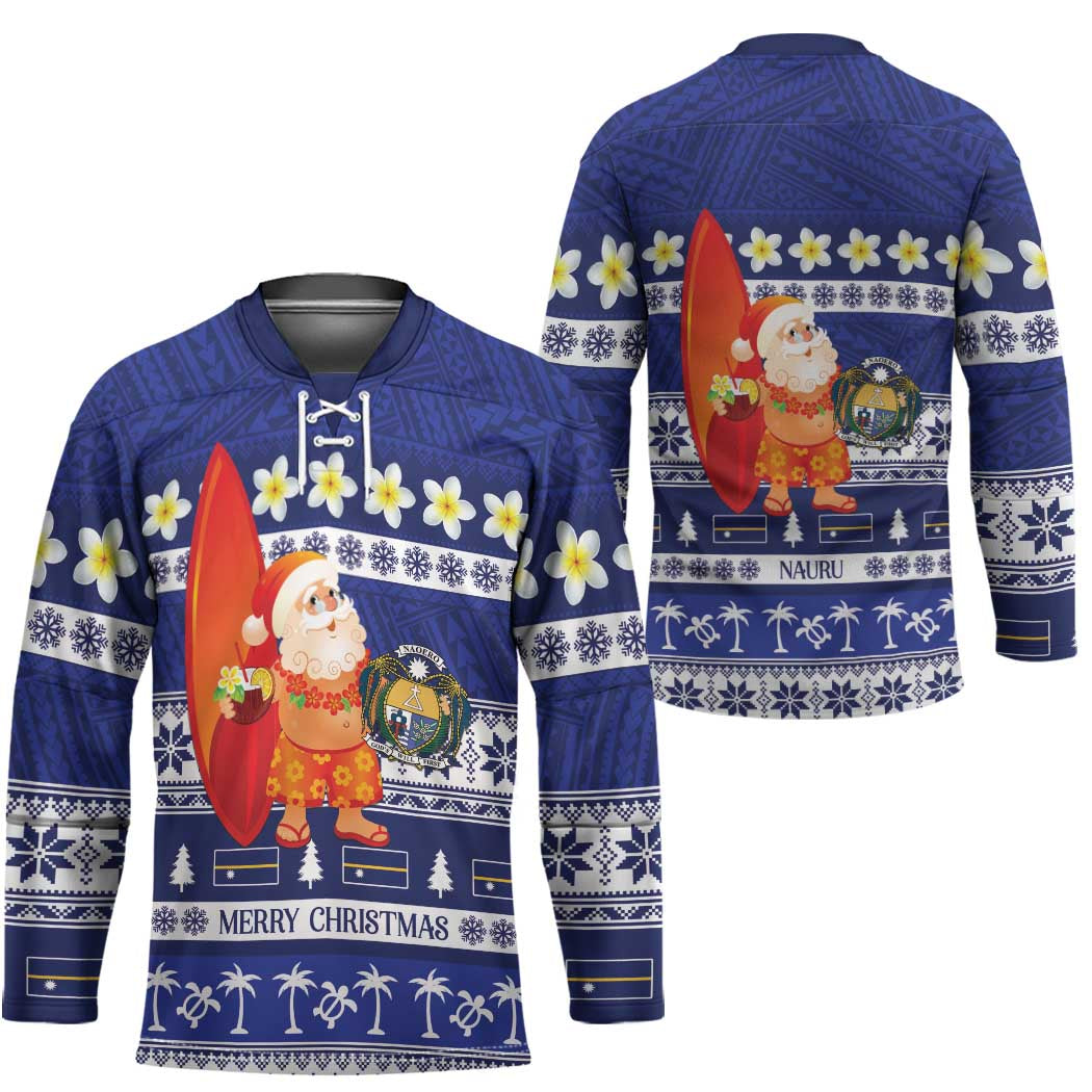 Nauru Christmas Hockey Jersey Cute Santa Coat Of Arms Merry Xmas LT14 - Polynesian Pride