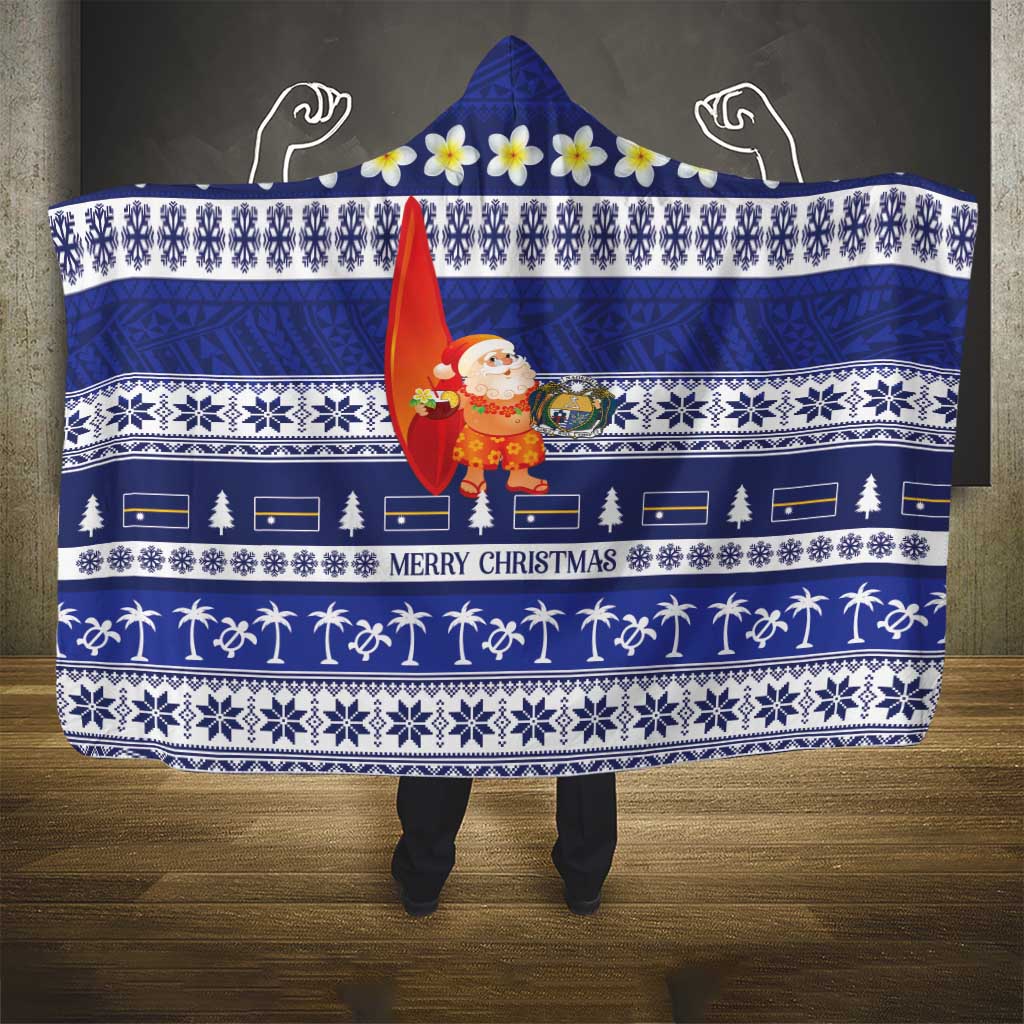 Nauru Christmas Hooded Blanket Cute Santa Coat Of Arms Merry Xmas LT14 - Polynesian Pride