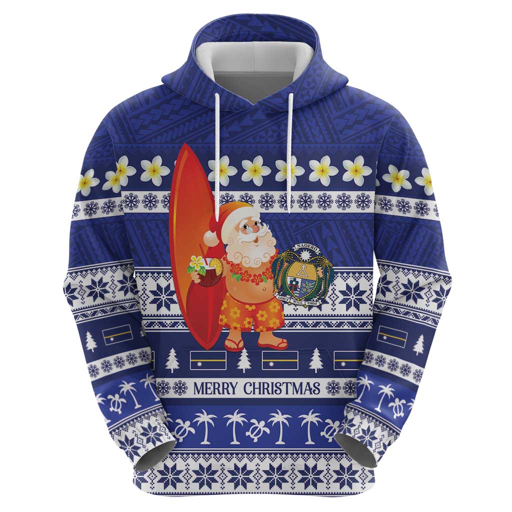 Nauru Christmas Hoodie Cute Santa Coat Of Arms Merry Xmas LT14 - Polynesian Pride