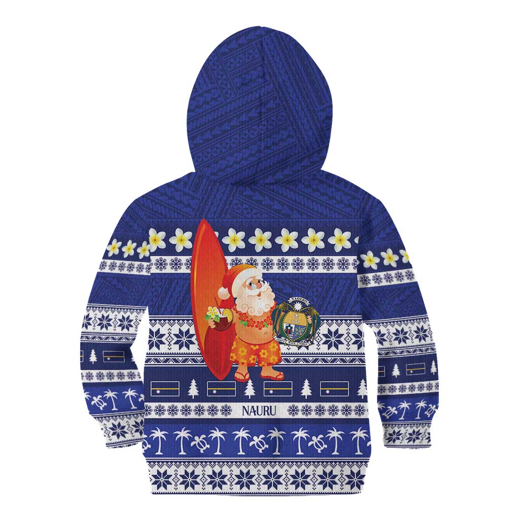 Nauru Christmas Kid Hoodie Cute Santa Coat Of Arms Merry Xmas LT14 - Polynesian Pride