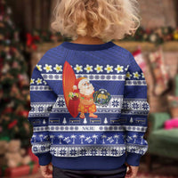 Nauru Christmas Kid Ugly Christmas Sweater Cute Santa Coat Of Arms Merry Xmas LT14 - Polynesian Pride