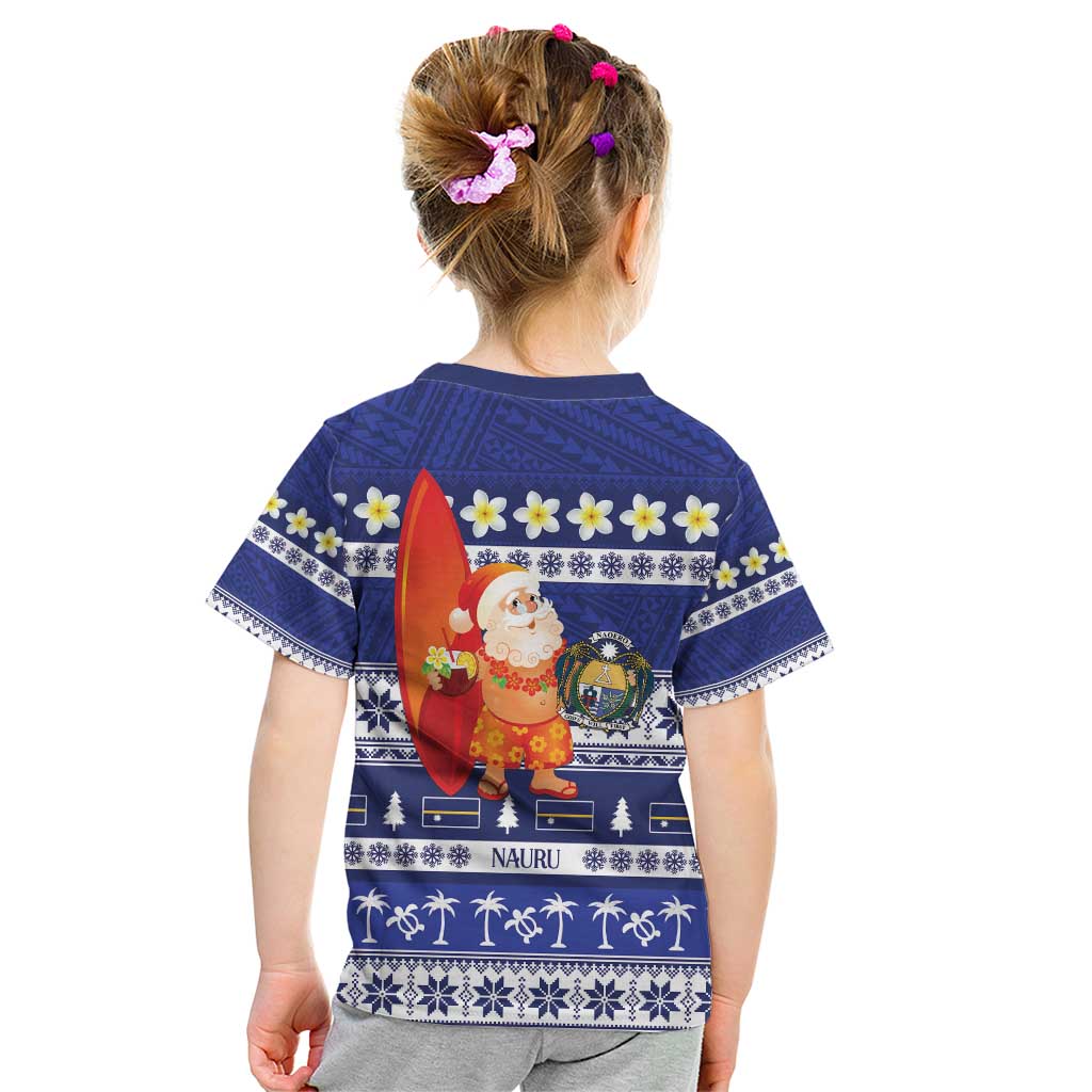 Nauru Christmas Kid T Shirt Cute Santa Coat Of Arms Merry Xmas LT14 - Polynesian Pride