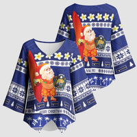 Nauru Christmas Kimono Sleeve Blouse Cute Santa Coat Of Arms Merry Xmas LT14 - Polynesian Pride