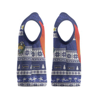 Nauru Christmas Knitted V-Neck Vest Cute Santa Coat Of Arms Merry Xmas LT14 - Polynesian Pride