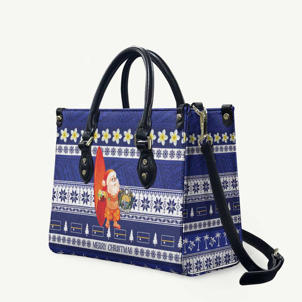 Nauru Christmas Leather Bag Cute Santa Coat Of Arms Merry Xmas - Polynesian Pride