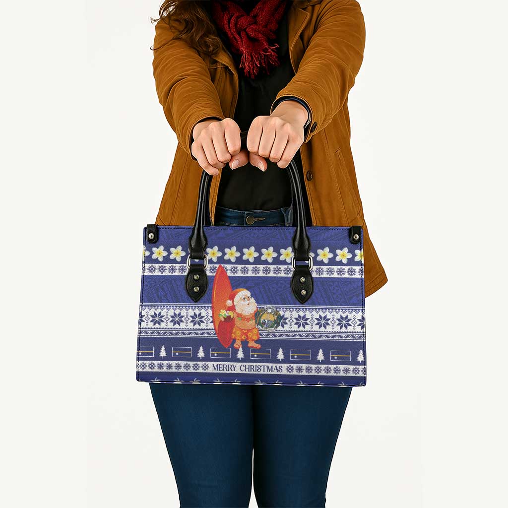 Nauru Christmas Leather Bag Cute Santa Coat Of Arms Merry Xmas - Polynesian Pride