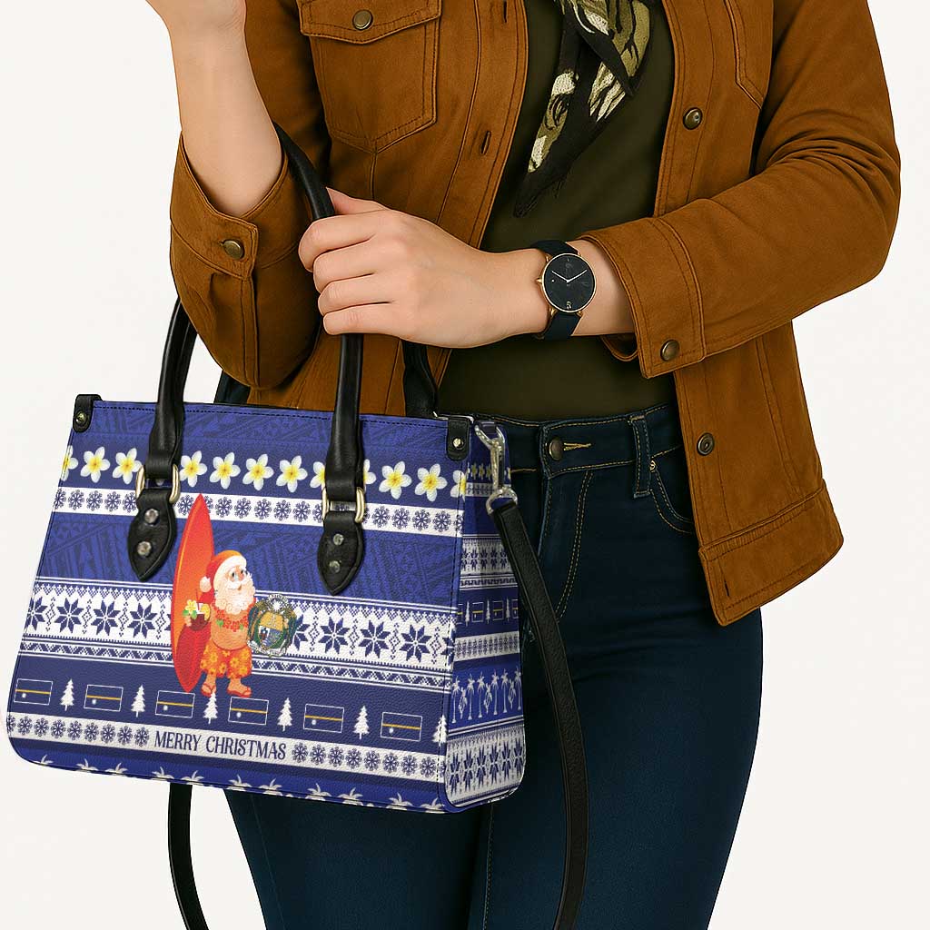 Nauru Christmas Leather Bag Cute Santa Coat Of Arms Merry Xmas - Polynesian Pride