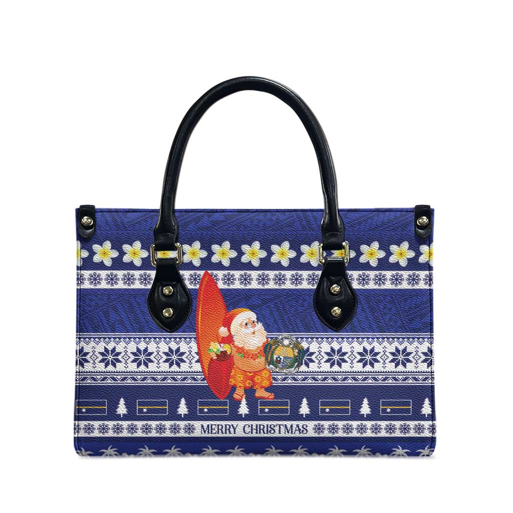Nauru Christmas Leather Bag Cute Santa Coat Of Arms Merry Xmas - Polynesian Pride