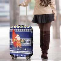 Nauru Christmas Luggage Cover Cute Santa Coat Of Arms Merry Xmas LT14 - Polynesian Pride