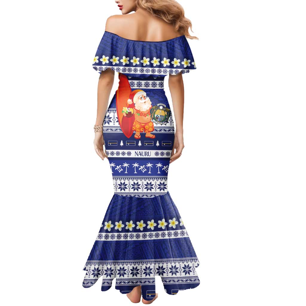 Nauru Christmas Mermaid Dress Cute Santa Coat Of Arms Merry Xmas LT14 - Polynesian Pride