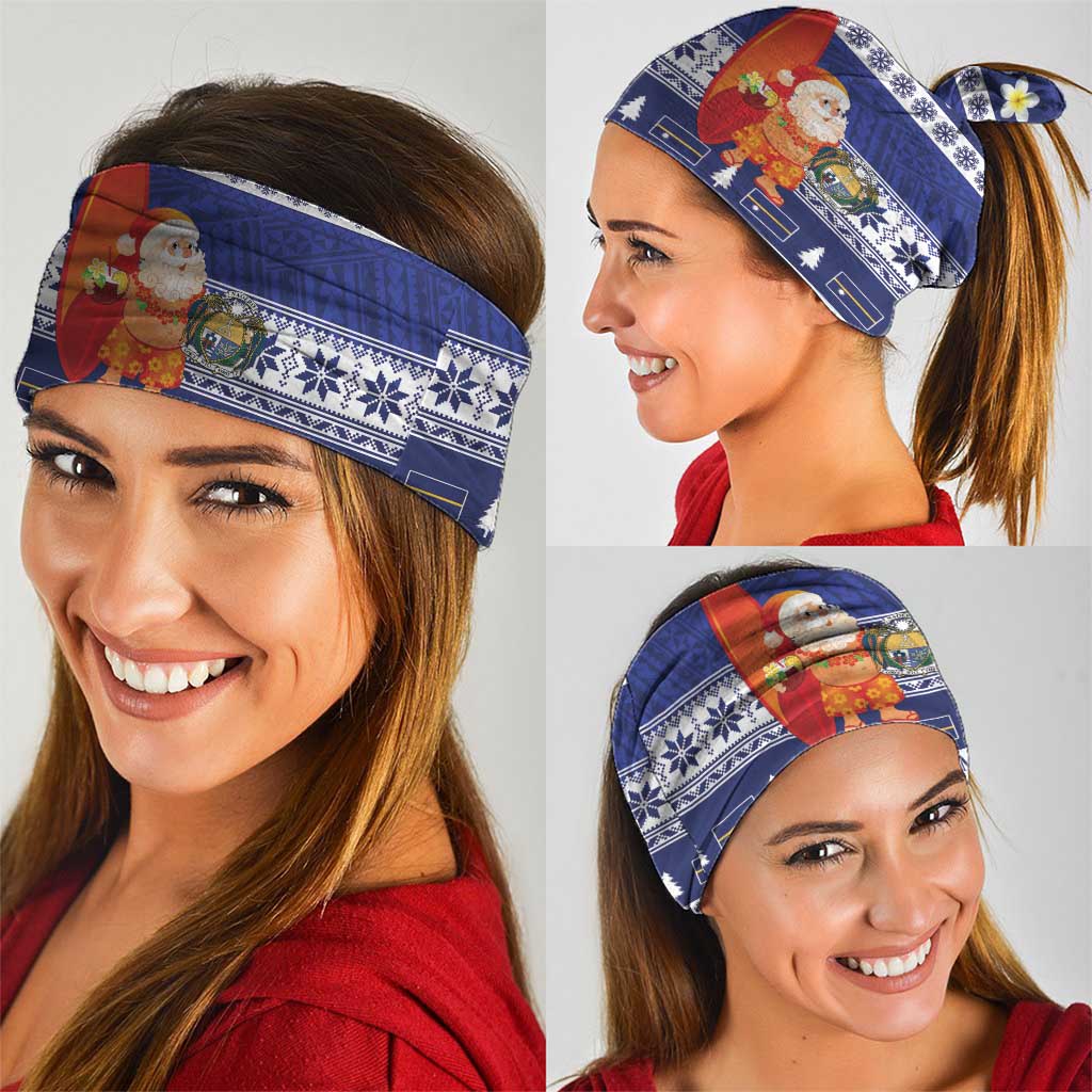 Nauru Christmas Neck Gaiter Cute Santa Coat Of Arms Merry Xmas - Polynesian Pride