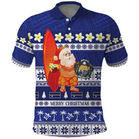 Nauru Christmas Polo Shirt Cute Santa Coat Of Arms Merry Xmas LT14 Navy Blue - Polynesian Pride