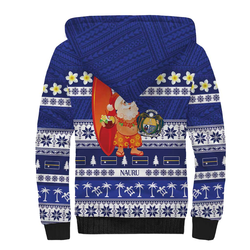 Nauru Christmas Sherpa Hoodie Cute Santa Coat Of Arms Merry Xmas LT14 - Polynesian Pride