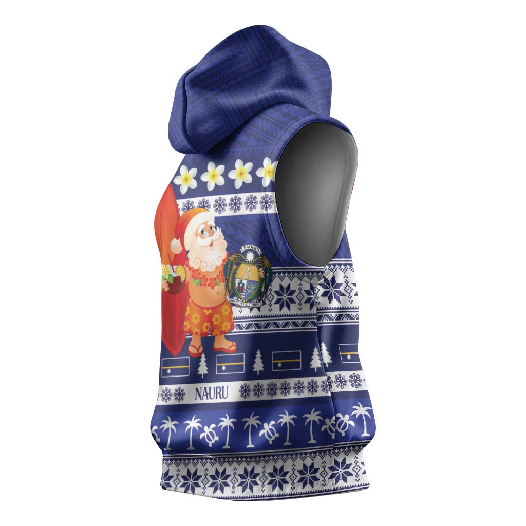 Nauru Christmas Sleeveless Hoodie Cute Santa Coat Of Arms Merry Xmas LT14 - Polynesian Pride