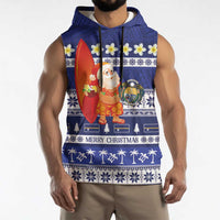Nauru Christmas Sleeveless Hoodie Cute Santa Coat Of Arms Merry Xmas LT14 - Polynesian Pride