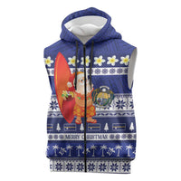 Nauru Christmas Sleeveless Zip Hoodie Cute Santa Coat Of Arms Merry Xmas LT14 Navy Blue - Polynesian Pride