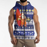 Nauru Christmas Sleeveless Zip Hoodie Cute Santa Coat Of Arms Merry Xmas LT14 - Polynesian Pride
