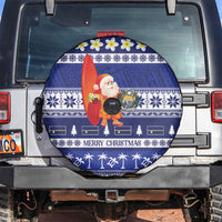 Nauru Christmas Spare Tire Cover Cute Santa Coat Of Arms Merry Xmas LT14 Navy Blue - Polynesian Pride