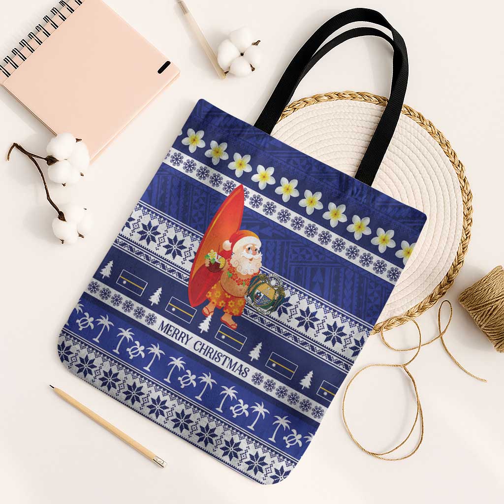 Nauru Christmas Tote Bag Cute Santa Coat Of Arms Merry Xmas - Polynesian Pride