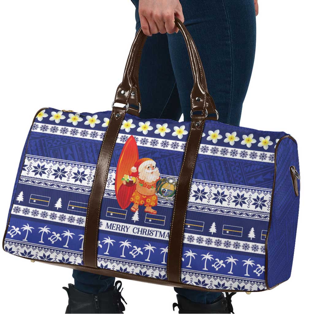Nauru Christmas Travel Bag Cute Santa Coat Of Arms Merry Xmas LT14 - Polynesian Pride