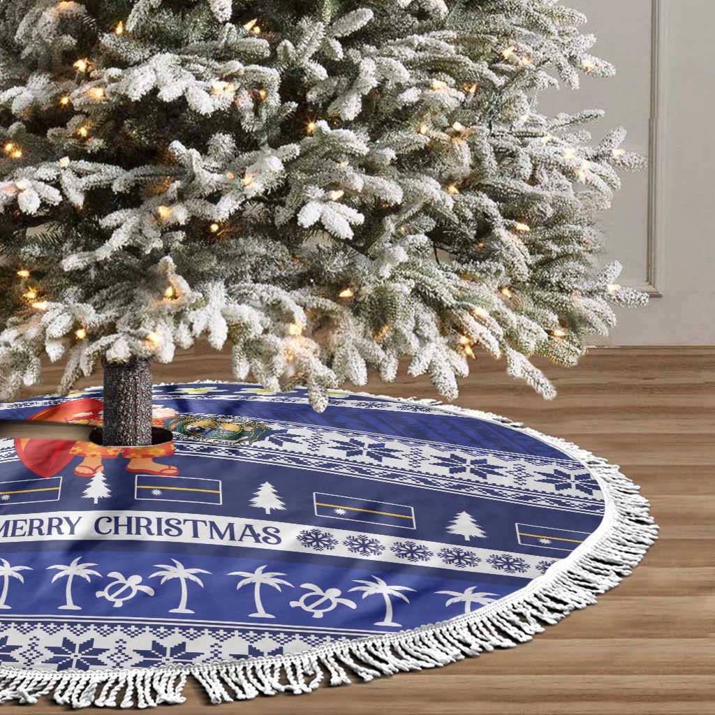 Nauru Christmas Tree Skirt Cute Santa Coat Of Arms Merry Xmas - Polynesian Pride