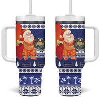 Nauru Christmas Tumbler With Handle Cute Santa Coat Of Arms Merry Xmas LT14 One Size: 40 oz Navy Blue - Polynesian Pride