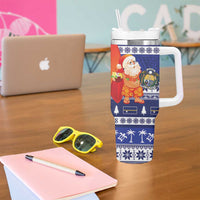 Nauru Christmas Tumbler With Handle Cute Santa Coat Of Arms Merry Xmas LT14 - Polynesian Pride