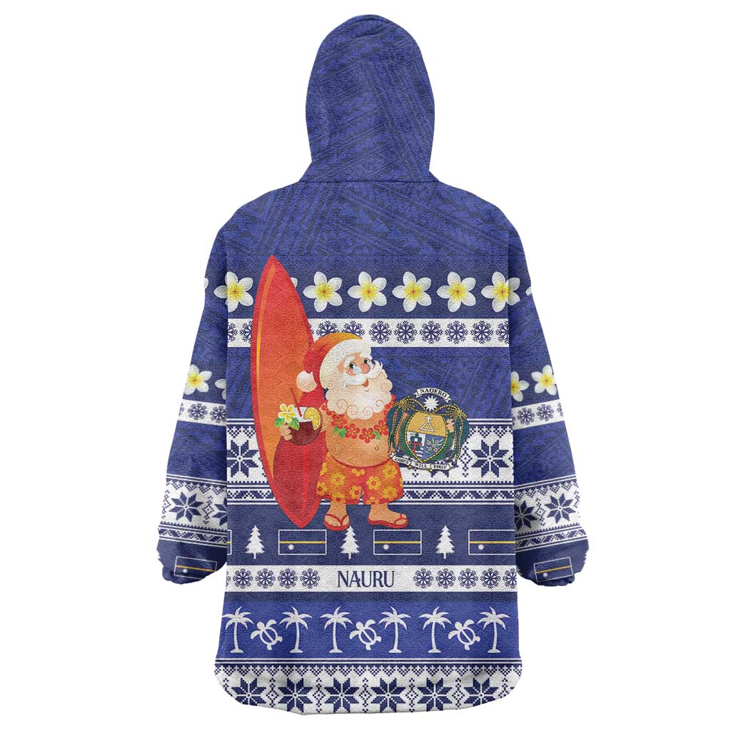 Nauru Christmas Wearable Blanket Hoodie Cute Santa Coat Of Arms Merry Xmas LT14 - Polynesian Pride