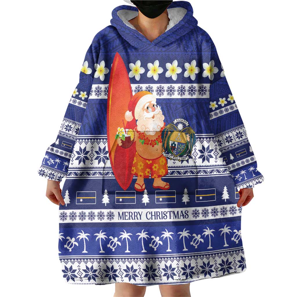 Nauru Christmas Wearable Blanket Hoodie Cute Santa Coat Of Arms Merry Xmas LT14 - Polynesian Pride